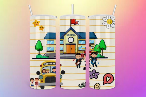 Back to School Tumbler Wrap Design PNG