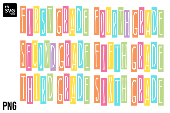 Retro Back to School Grade Bundle PNG